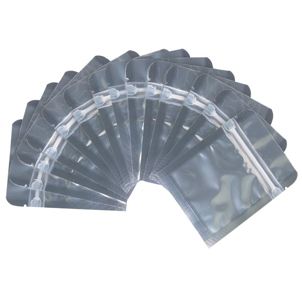 Belinlen 200 Pack 3 x 4 Inch Zipper Mylar Bags Resealable Clear Silver Bags Reusable Food Storage Aluminum Foil Pouch Bag for Multipurpose 4mil Thickness