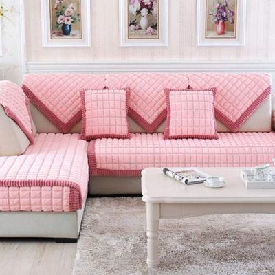 SVIO-SOFACOVER Shaggy Modern Sofa Throw Cover,Sofa Throw Covers Furniture Protector Winter Fall Pink Sofa Slipcover,Fur Sofa Cover One Piece,43"x94"