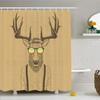 Ambesonne Antlers Shower Curtain, Illustration of Deer Dressed up Like Cool Hipster Fashion Creative Fun Animal, Cloth Fabric Bathroom Decor Set with Hooks, 69" W x 84" L, Taupe Beige view 1