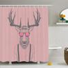Ambesonne Antlers Shower Curtain, Illustration of Deer Dressed up Like Cool Hipster Fashion Creative Fun Animal, Cloth Fabric Bathroom Decor Set with Hooks, 69" W x 84" L, Pink Grey view 1