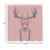 Ambesonne Antlers Shower Curtain, Illustration of Deer Dressed up Like Cool Hipster Fashion Creative Fun Animal, Cloth Fabric Bathroom Decor Set with Hooks, 69" W x 84" L, Pink Grey view 3