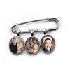 Custom Photo Lapel Pin  Personalized Picture Charm with 1, 2, or 3 Photos  Wedding, Graduation, or Memorial Keepsake  Silver or Antique Bronze (3 Photo Silver Pin) view 1