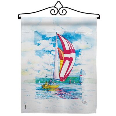 Breeze Decor Sailboats Garden Flag Set Wall Hanger Sports Sailing Boat Lake Dock Nautical Entertainment Activity Physical Small Decorative Gift Yard House Banner Double-Sided Made in USA 13 X 18.5