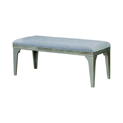 24/7 Shop at Home Frohman Contemporary Tufted Dining Bench, Silver and Light Gray