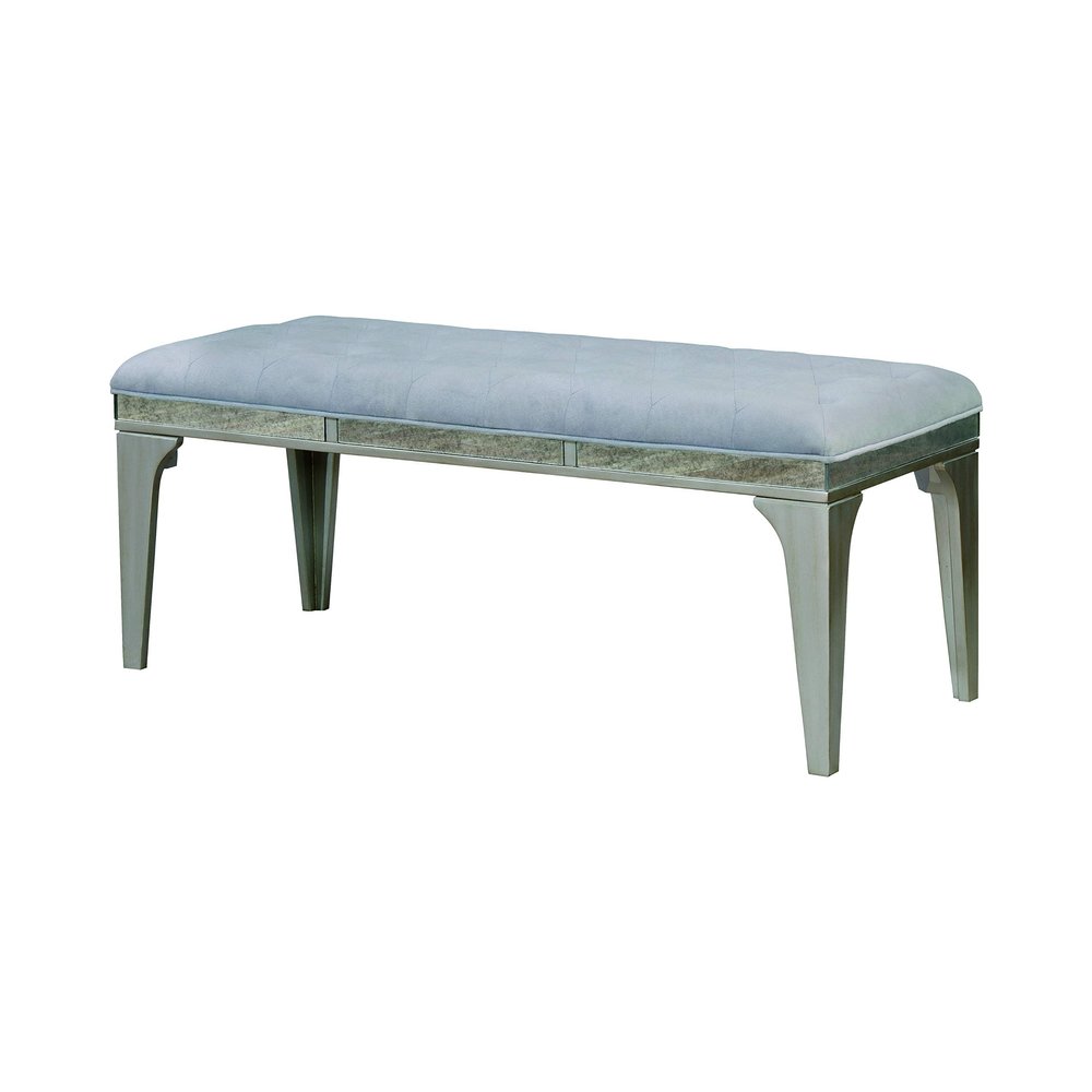 24/7 Shop at Home Frohman Contemporary Tufted Dining Bench, Silver and Light Gray