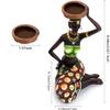 2 Pack African Women Sculpture,8.5in Black Tribal Lady Figure Figurine Candle Holder African American Women Statue Collectible Art Crafts Home Centerpieces Tabletop Ornaments Decoration Candleholder view 2
