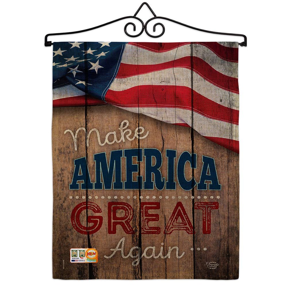 Proud to Make America Great Again Garden Flag Set Wall Hanger Patriotic Patriotism Independence Memorial United State American Small Gift Yard House Banner Double-Sided Made In USA 13 X 18.5