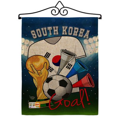 World Cup South Korea Soccer Garden Flag Set Wall Hanger Sports Game Goal Ball Football Entertainment Activity Physical Small Decorative Gift Yard House Banner Double-Sided Made In USA 13 X 18.5