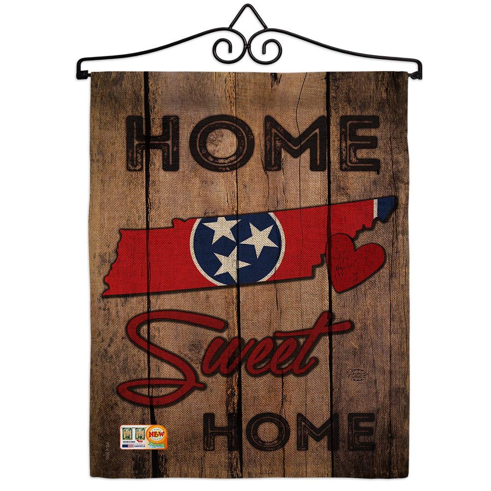 State Tennessee Home Sweet Burlap Garden Flag Set Wall Hanger Americana States USA American Territories Republic Country Particular Area Small Gift Yard House Banner Double-Sided Made In 13 X 18.5