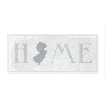 Stupell Industries New Jersey Home State Map Grey Neutral Textured Word Design Wall Plaque Art by Daphne Polselli, 7 x 0.5 x 17, Multi-Color