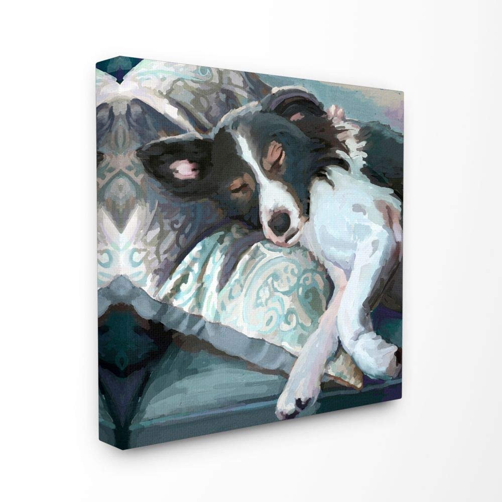 Stupell Industries Dog Sleeping Animal Pet Blue Painting Canvas Wall Art, 17 x 17, Multi-Color