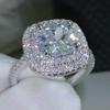 Bansriracha Fashion Ring Cushion Cut 4ct 5A Zircon Stone 925 Sterling Silver Engagement Wedding Band Ring for Women Sz 5-10 (8) view 1