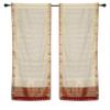 2 Cream Bohemian Indian Sari Curtains Rod Pocket Living Room -60W x 96L view 1