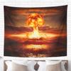 Topyee Home Decorative Tapestry Wall Hanging Red Atomic Explosion Nuclear Bomb in Ocean Yellow Mushroom 60" L x 80" W Tapestries Wall Blanket for Dorm Living Room Bedroom view 1