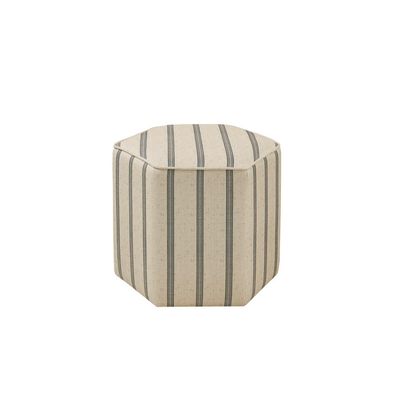 Martha Stewart Ellen Accent Ottoman - Solid Wood Frame, Soft Fabric, Hexagonal Small Stool Chair - Modern Foam Padded Top Footstool Living Room Furniture Natural, 18" W x 18" D x 16" H, Natural