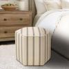 Martha Stewart Ellen Accent Ottoman - Solid Wood Frame, Soft Fabric, Hexagonal Small Stool Chair - Modern Foam Padded Top Footstool Living Room Furniture Natural, 18" W x 18" D x 16" H, Natural view 2