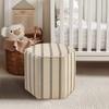Martha Stewart Ellen Accent Ottoman - Solid Wood Frame, Soft Fabric, Hexagonal Small Stool Chair - Modern Foam Padded Top Footstool Living Room Furniture Natural, 18" W x 18" D x 16" H, Natural view 3