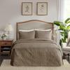 Madison Park Quebec Split Corner Quilted Bedspread Classic Traditional Design All Season, Lightweight, Bedding Set, Matching Shams, King, Damask Quilted Khaki 3 Piece view 1