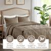 Madison Park Quebec Split Corner Quilted Bedspread Classic Traditional Design All Season, Lightweight, Bedding Set, Matching Shams, King, Damask Quilted Khaki 3 Piece view 3