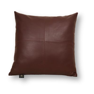 Azrah Traders Lambskin Leather Pillow Cover - Sofa Cushion Case - Decorative Throw Covers for Living Room & Bedroom, 16x16 Inches - Dark Brown Plain Pack of 2