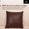 Azrah Traders Lambskin Leather Pillow Cover - Sofa Cushion Case - Decorative Throw Covers for Living Room & Bedroom, 16x16 Inches - Dark Brown Plain Pack of 2 view 2