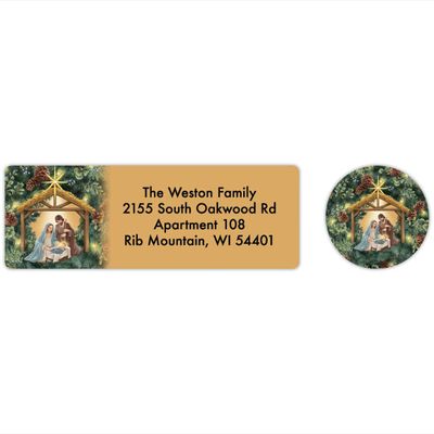 Holiday Peak Custom Nativity Wreath Labels & Envelope Seals 20