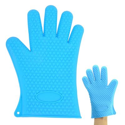 AKOAK Kitchen Perfect Silicone Barbecue Glove, Cooking/Grilling/Oven/Baking Glove, Waterproof, Non-Slip, Heat Resistant - Easily Handles Hot Food in The Kitchen or Grill, Pack of 1(Blue)