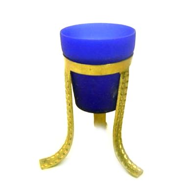 Small Glass Vase with Brass Stand, Assorted Colors, 5"
