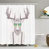 Ambesonne Antlers Shower Curtain, Illustration of Deer Dressed up Like Cool Hipster Fashion Creative Fun Animal, Cloth Fabric Bathroom Decor Set with Hooks, 69" W x 84" L, Warm Taupe view 1