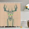 Ambesonne Antlers Shower Curtain, Illustration of Deer Dressed up Like Cool Hipster Fashion Creative Fun Animal, Cloth Fabric Bathroom Decor Set with Hooks, 69" W x 84" L, Teal Peach view 1