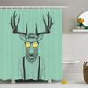 Ambesonne Antlers Shower Curtain, Illustration of Deer Dressed up Like Cool Hipster Fashion Creative Fun Animal, Cloth Fabric Bathroom Decor Set with Hooks, 69" W x 84" L, Seafoam Grey view 1