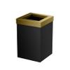 Gatco Small Bathroom Trash Can With Lid, Square 3 Gallon Stainless Steel Wastebasket, Under Sink, Matte Black And Brushed Brass, For Bathroom, Bedroom, Office (1934) view 1