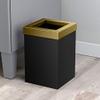 Gatco Small Bathroom Trash Can With Lid, Square 3 Gallon Stainless Steel Wastebasket, Under Sink, Matte Black And Brushed Brass, For Bathroom, Bedroom, Office (1934) view 3