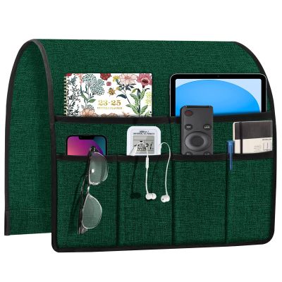 Joywell Chair Remote Holder for Couch Recliner Armrest Organizer Non Slip Sofa Armchair Caddie with 6 Pocket Storage for Magazine, Tablet, Phone, iPad, Dark Green