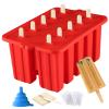 Silicone Popsicles Molds,10 Cavity Homemade Popsicle Molds DIY Ice Pop Molds for Kids & Adults Food Grade BPA-Free with Popsicle Maker Sticks Popsicles Bags A Funnel (Red) view 1