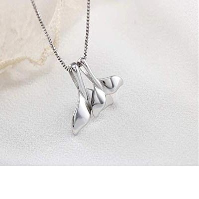 Bansriracha 100% 925 Sterling Silver Double Whale Tail Necklaces & Pendants for Women Flyleaf Creative Lady Fashion Jewelry