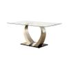 24/7 Shop at Home Mick Contemporary Rectangle Glass Top Dinner Table for Dining Room, Kitchen, Silver and Black view 1