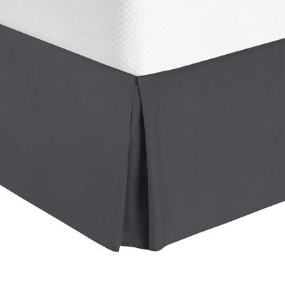 Comfort Bed Store Box Pleated Bed Skirt-1000 Thread Count 100% Egyptian Cotton,Quadruple Pleated, Wrinkle and Fade Resistant, 16 Tailored DropInches(Dark Gray,King)