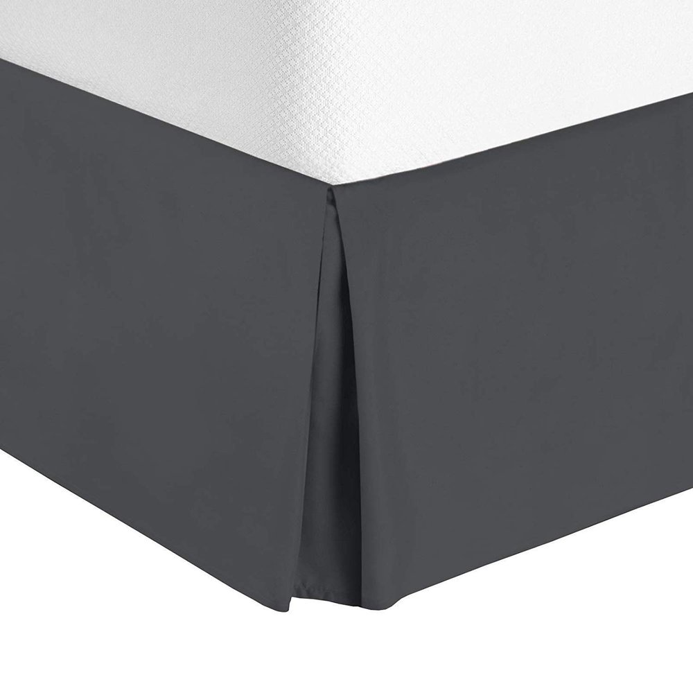 Comfort Bed Store Box Pleated Bed Skirt-1000 Thread Count 100% Egyptian Cotton,Quadruple Pleated, Wrinkle and Fade Resistant, 16 Tailored DropInches(Dark Gray,King)