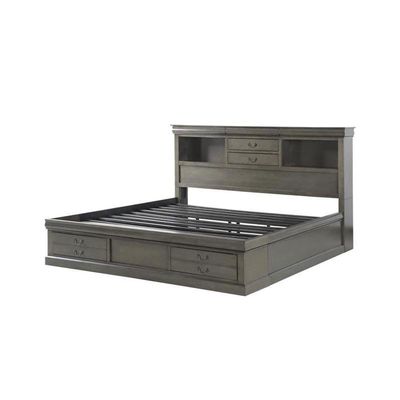 Acme Louis Philippe III - Queen Bed w/Storage in Dark Gray