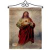 Sacred Heart of Jesus Burlap Garden Flag Set Wall Hanger Religious Faith Hope Grace Peace Dove Christian Religion Easter Small Decorative Gift Yard House Banner Double-Sided Made In USA 13 X 18.5 view 1