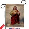 Sacred Heart of Jesus Burlap Garden Flag Set Wall Hanger Religious Faith Hope Grace Peace Dove Christian Religion Easter Small Decorative Gift Yard House Banner Double-Sided Made In USA 13 X 18.5 view 2