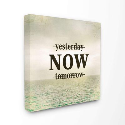 Stupell Industries Now Inspirational Word Ocean Beach Design Canvas Wall Art, 24 x 24, Multi-Color