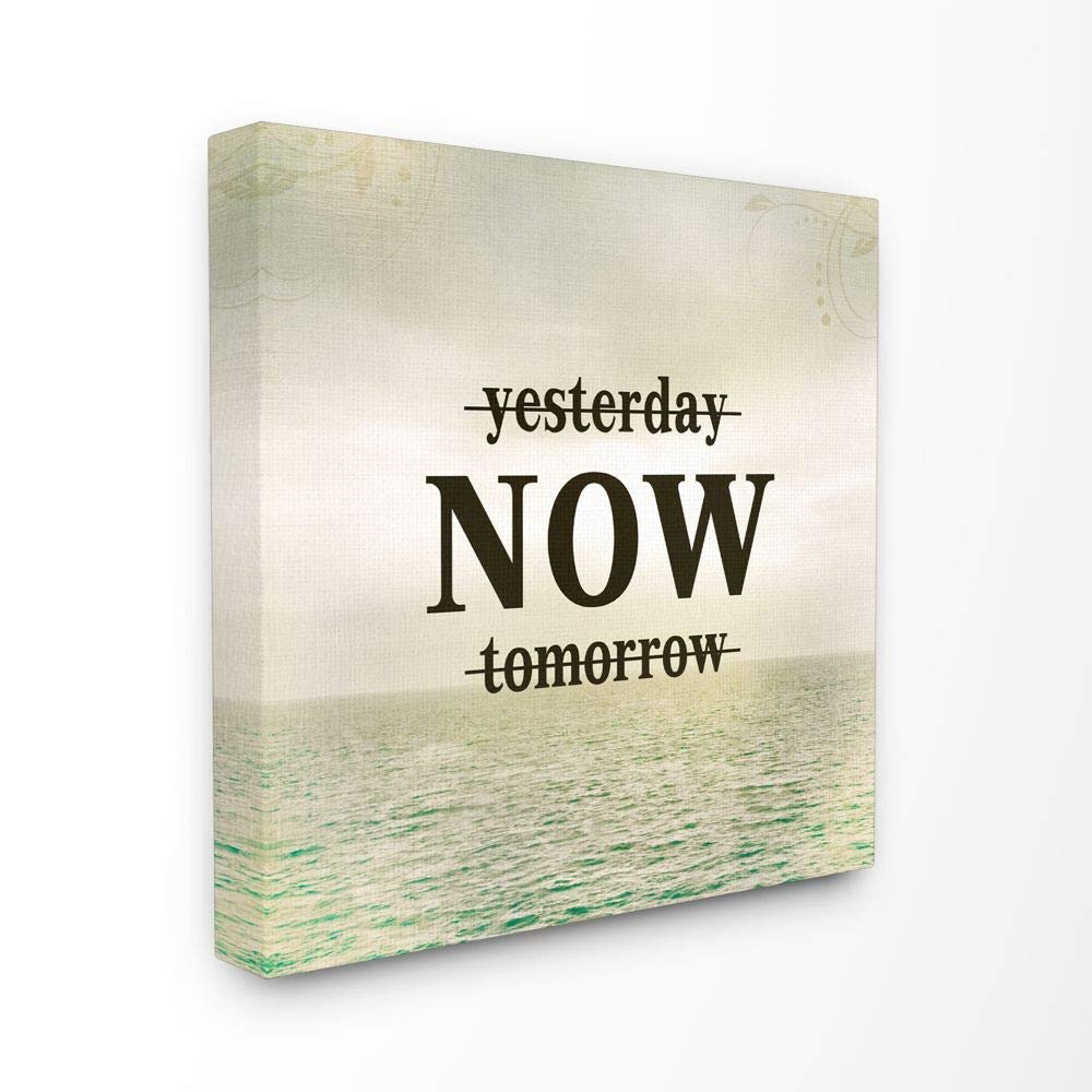 Stupell Industries Now Inspirational Word Ocean Beach Design Canvas Wall Art, 24 x 24, Multi-Color