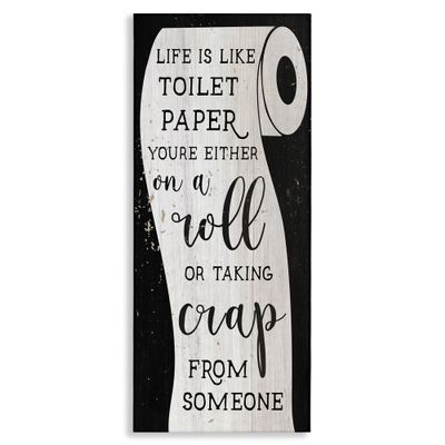 Stupell Industries 'Like Toilet Paper Funny Bathroom', Canvas Art, 10 x 24 Inches, Easy to Hang and Sturdy, Made in USA, by Lil' Rue