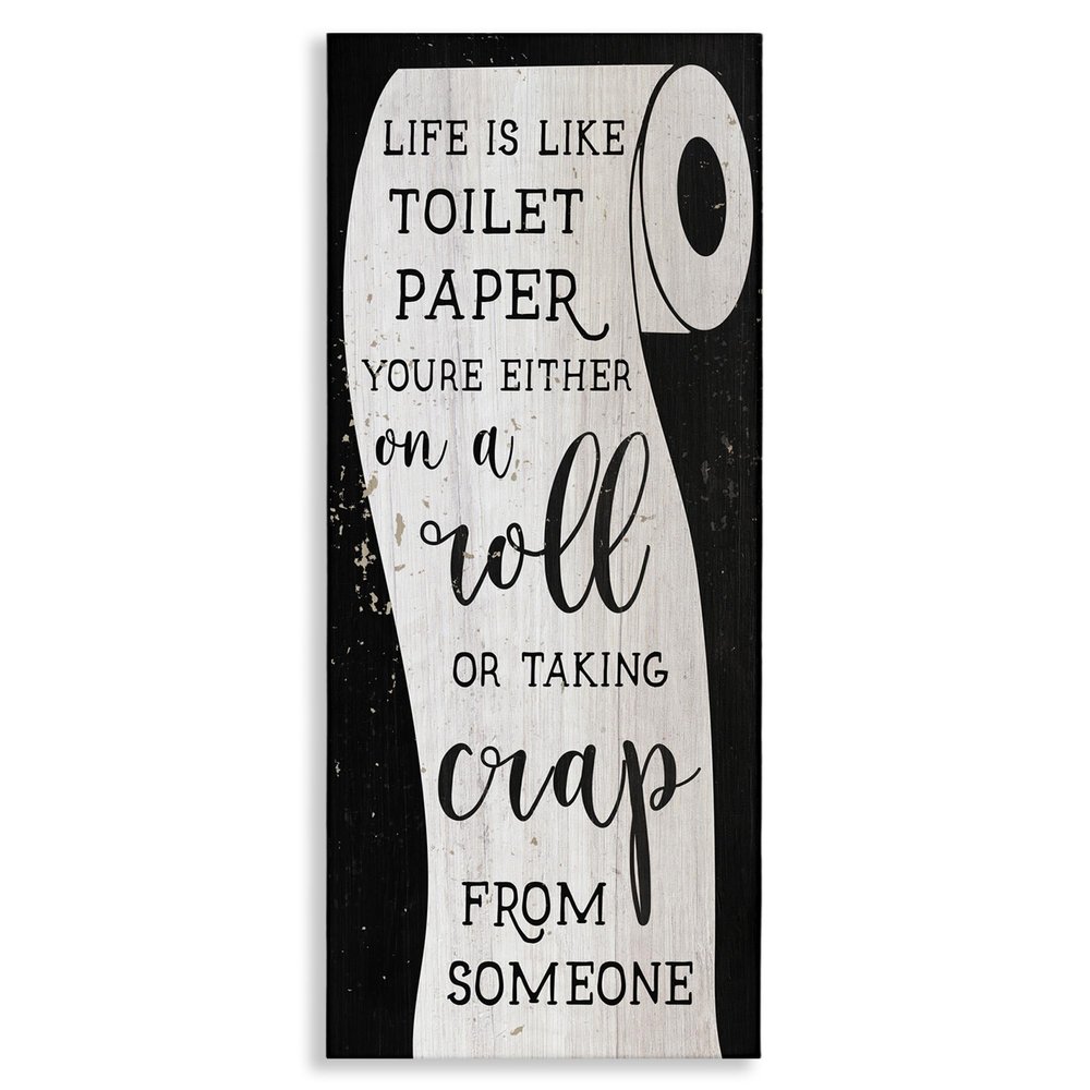Stupell Industries 'Like Toilet Paper Funny Bathroom', Canvas Art, 10 x 24 Inches, Easy to Hang and Sturdy, Made in USA, by Lil' Rue