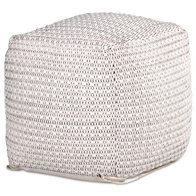 XPRESS WORLD Ivory Wool Footrest Pouf