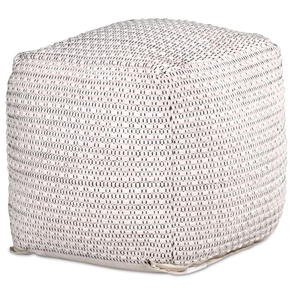 XPRESS WORLD Ivory Wool Footrest Pouf