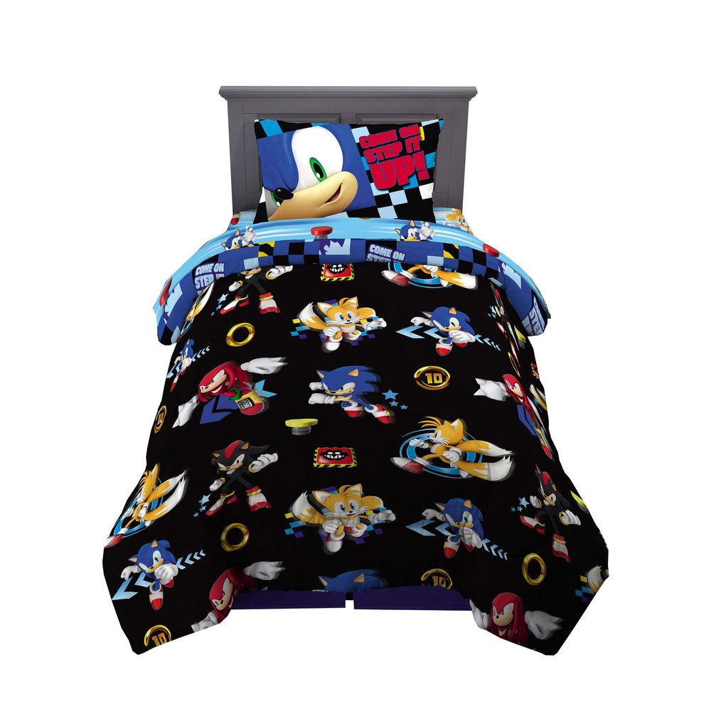 Sonic the Hedgehog Anime Kids Super Soft Comforter and Sheet Set, 4 Piece Twin Size by Franco