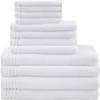 510 DESIGN Big Bundle 100% Cotton Bath Towel Set, Quick Dry Zero Twist Terry Fabric, Soft, and Highly Absorbent for Shower, Multi-Sizes, White 12 Piece view 1